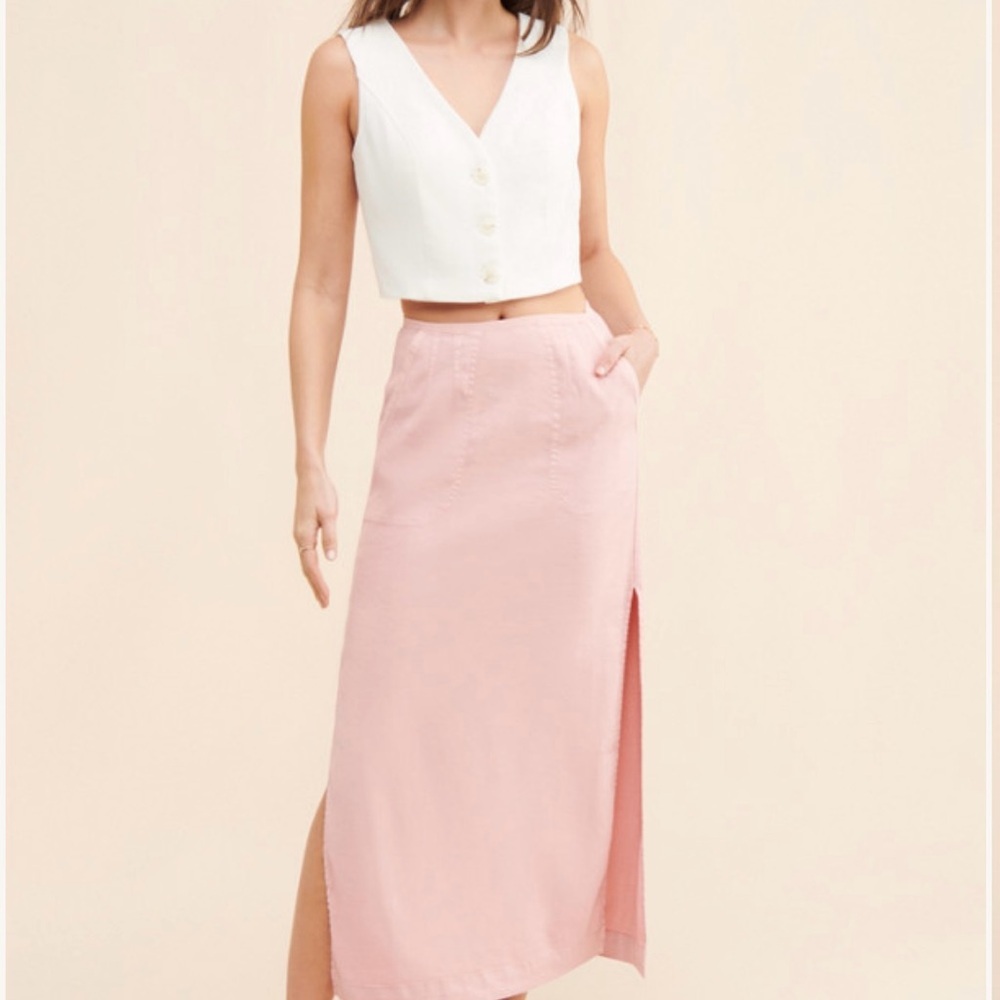 side slit midi skirt size Medium office workwear chic - Picture 2 of 8
